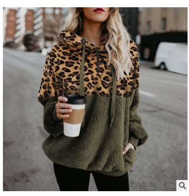 Damen Trendiger Zip-Hoodie mit Leopardenmuster und kuscheligem Fleece Echoarchiv