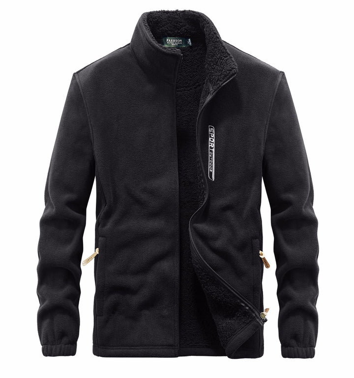Herren Fleecejacke mit Sherpa Innenfutter, Stehkragen und Zweiwege-Reißverschluss – Taviero
