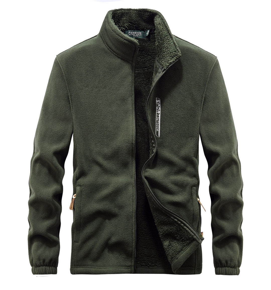 Herren Fleecejacke mit Sherpa Innenfutter, Stehkragen und Zweiwege-Reißverschluss – Taviero