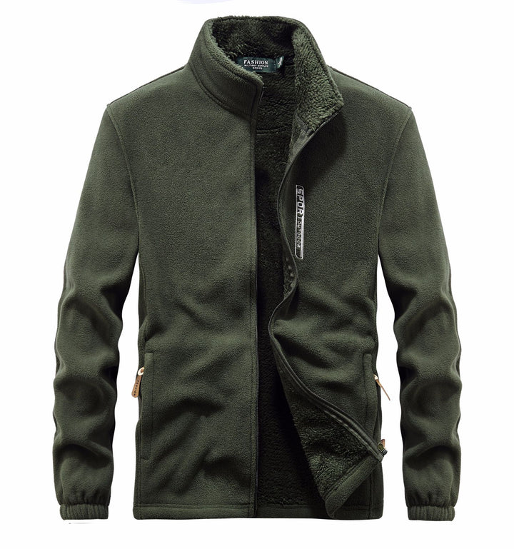 Herren Fleecejacke mit Sherpa Innenfutter, Stehkragen und Zweiwege-Reißverschluss – Taviero