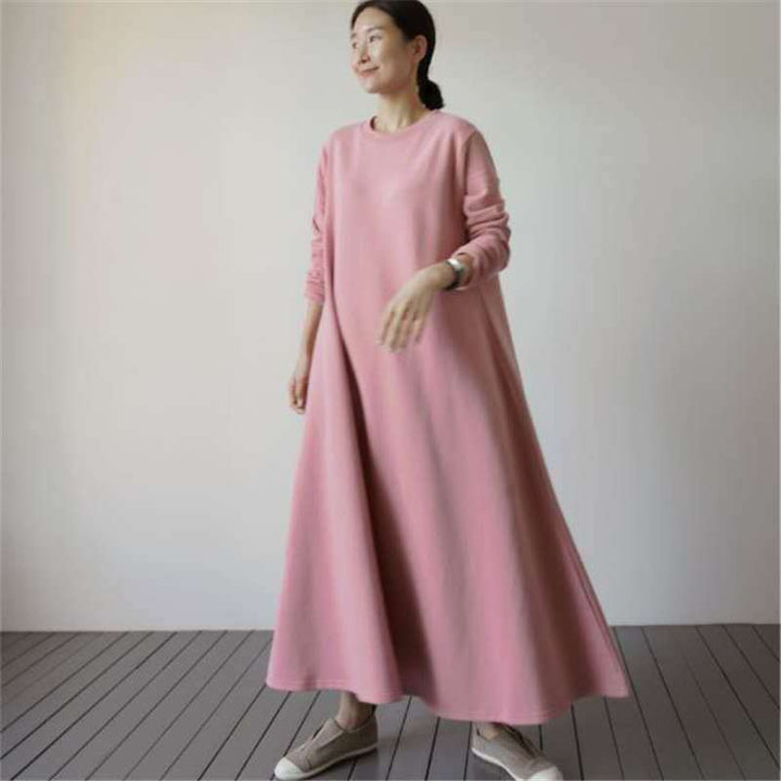 Damen Oversize‑Sweatmaxikleid mit Rundhals und weitem A‑Linien‑Fall Echoarchiv