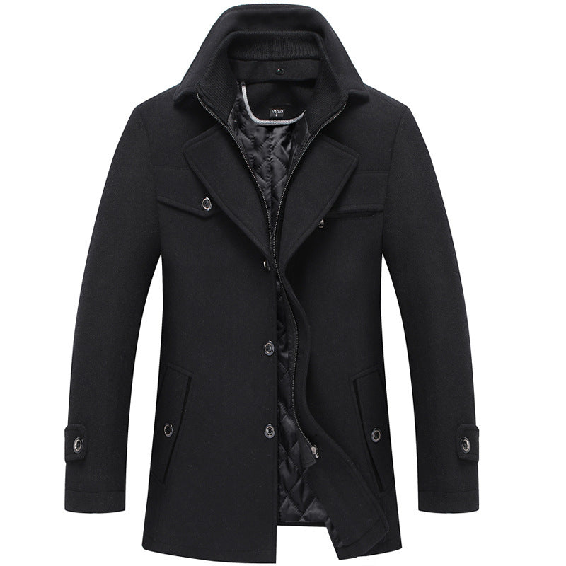 Herren Wollmix-Kurzmantel mit herausnehmbarer gesteppter Innenjacke und verdecktem Zwei-Wege-Reißverschluss – Montevé