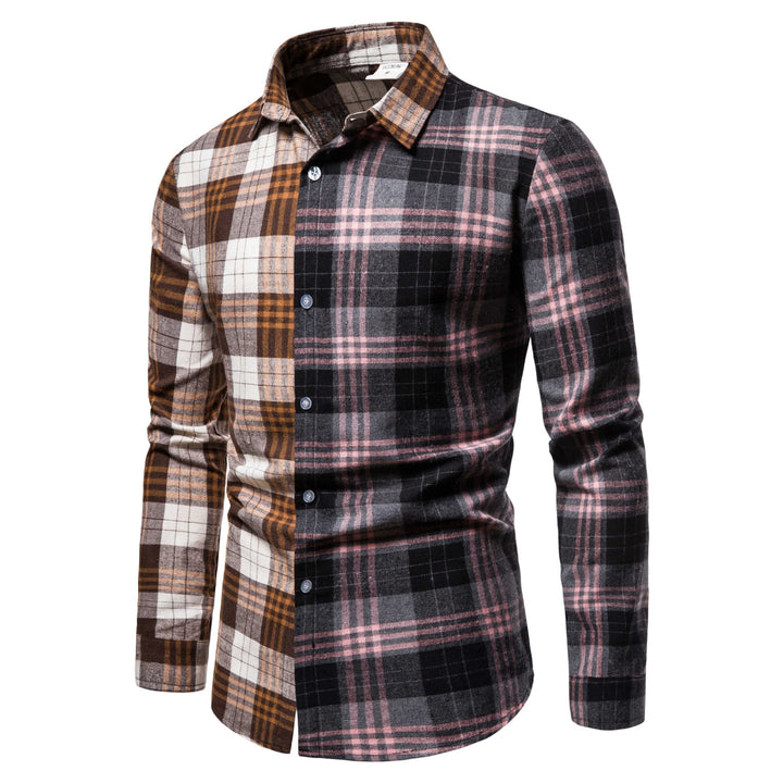 Herren Langarmhemd im kreativen Patchwork-Design Echoarchiv