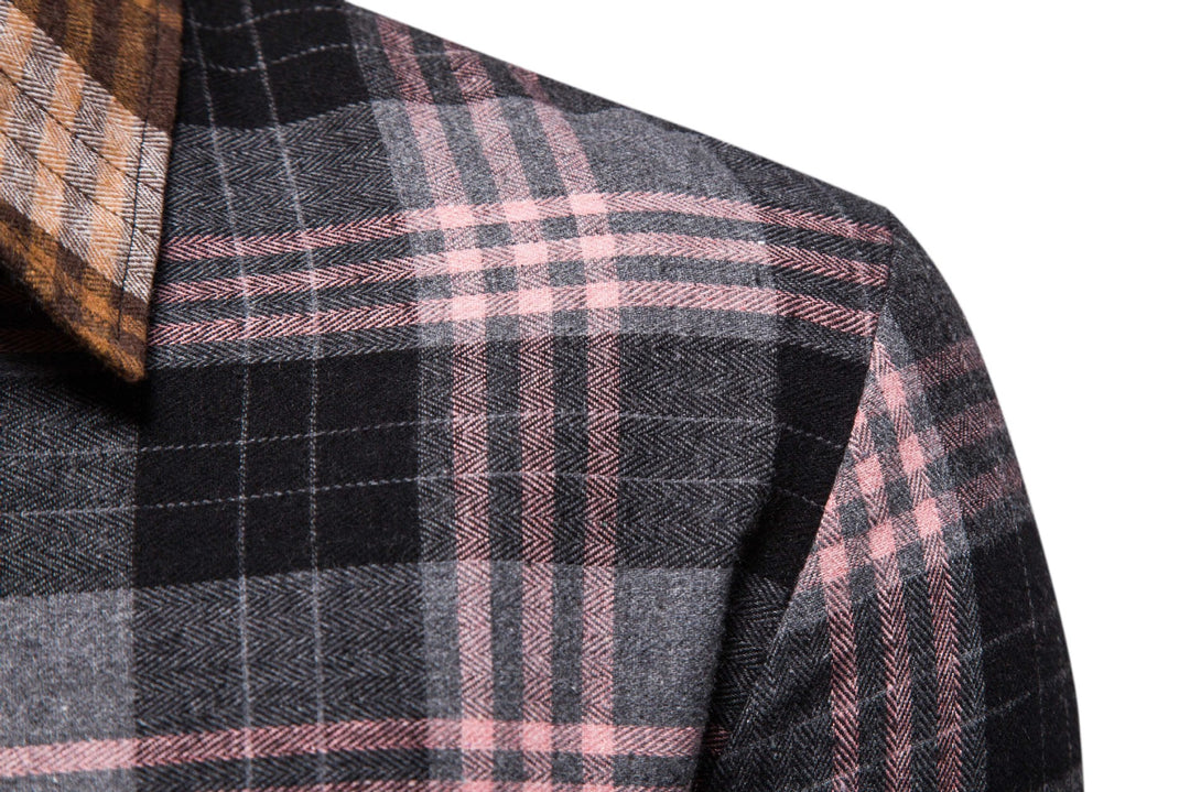 Herren Langarmhemd im kreativen Patchwork-Design Echoarchiv