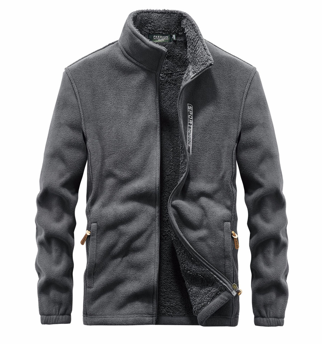 Herren Fleecejacke mit Sherpa Innenfutter, Stehkragen und Zweiwege-Reißverschluss – Taviero