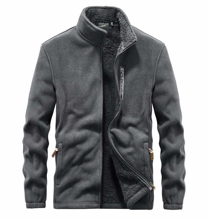 Herren Fleecejacke mit Sherpa Innenfutter, Stehkragen und Zweiwege-Reißverschluss – Taviero