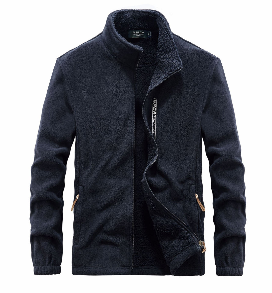 Herren Fleecejacke mit Sherpa Innenfutter, Stehkragen und Zweiwege-Reißverschluss – Taviero
