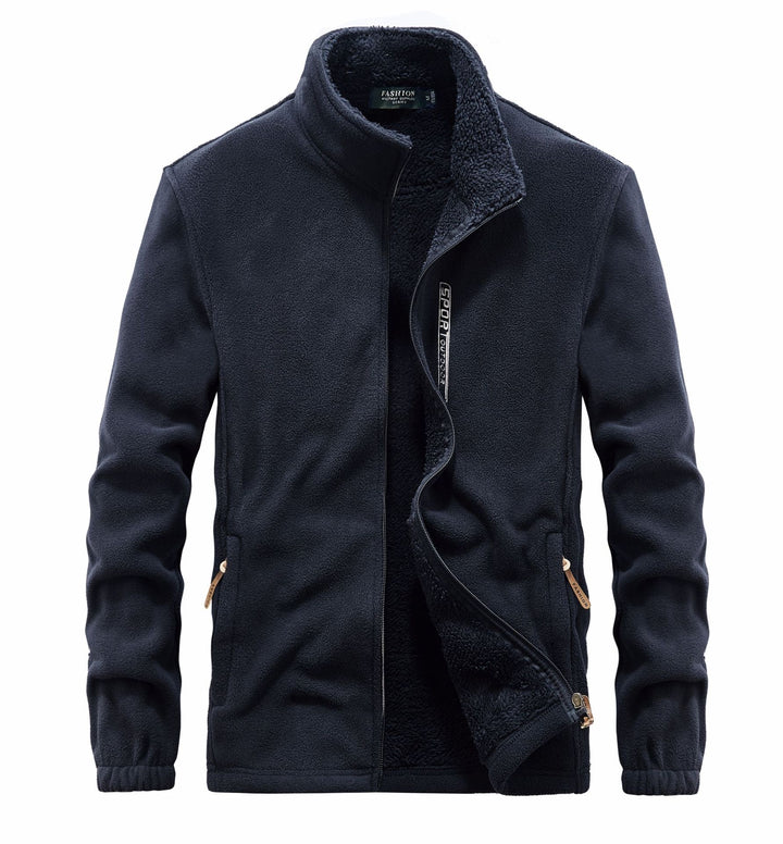 Herren Fleecejacke mit Sherpa Innenfutter, Stehkragen und Zweiwege-Reißverschluss – Taviero