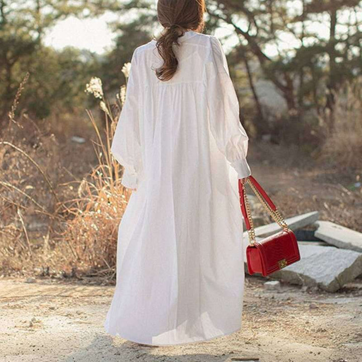 Damen Oversize-Hoodie-Hemdkleid mit verdeckter Knopfleiste, Seitentaschen und leichtem Fall – Auréline