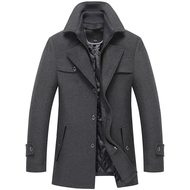 Herren Wollmix-Kurzmantel mit herausnehmbarer gesteppter Innenjacke und verdecktem Zwei-Wege-Reißverschluss – Montevé