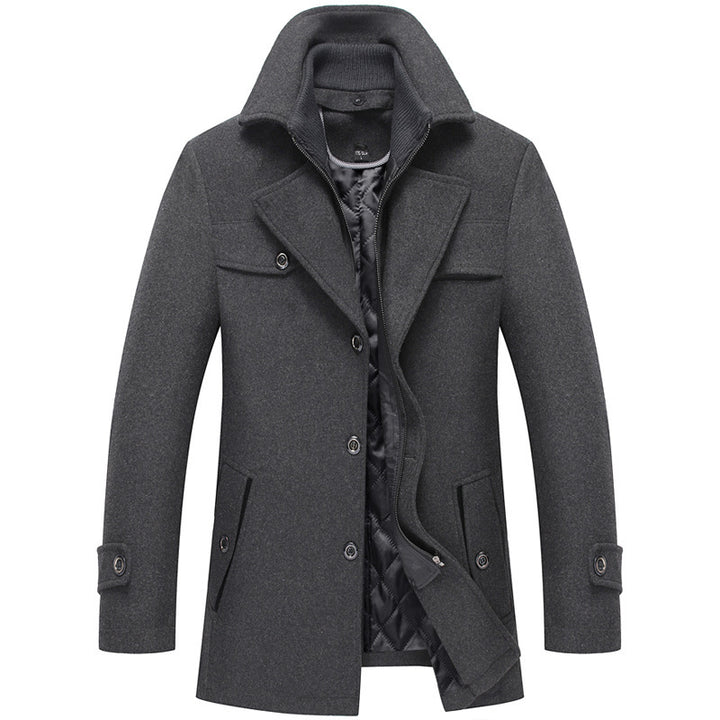 Herren Wollmix-Kurzmantel mit herausnehmbarer gesteppter Innenjacke und verdecktem Zwei-Wege-Reißverschluss – Montevé