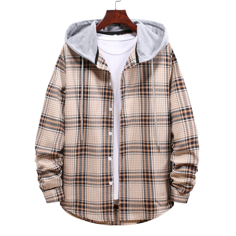 Herren Übergangsjacke mit integrierter Kapuze und Karomuster Echoarchiv