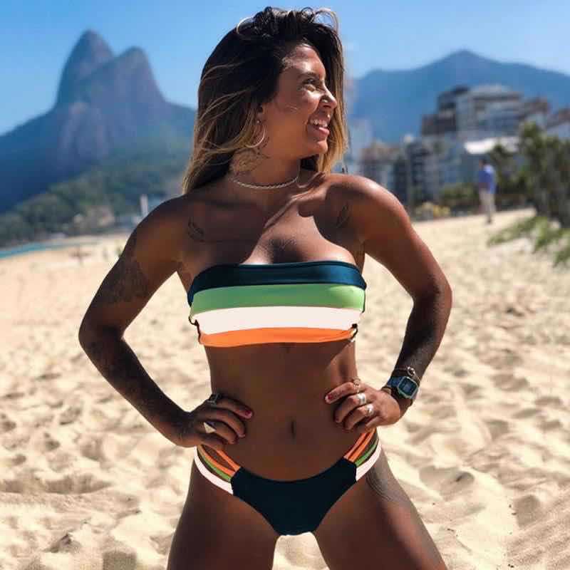 Damen Bandeau-Bikini mit trendigen Streifen Echo Archiv