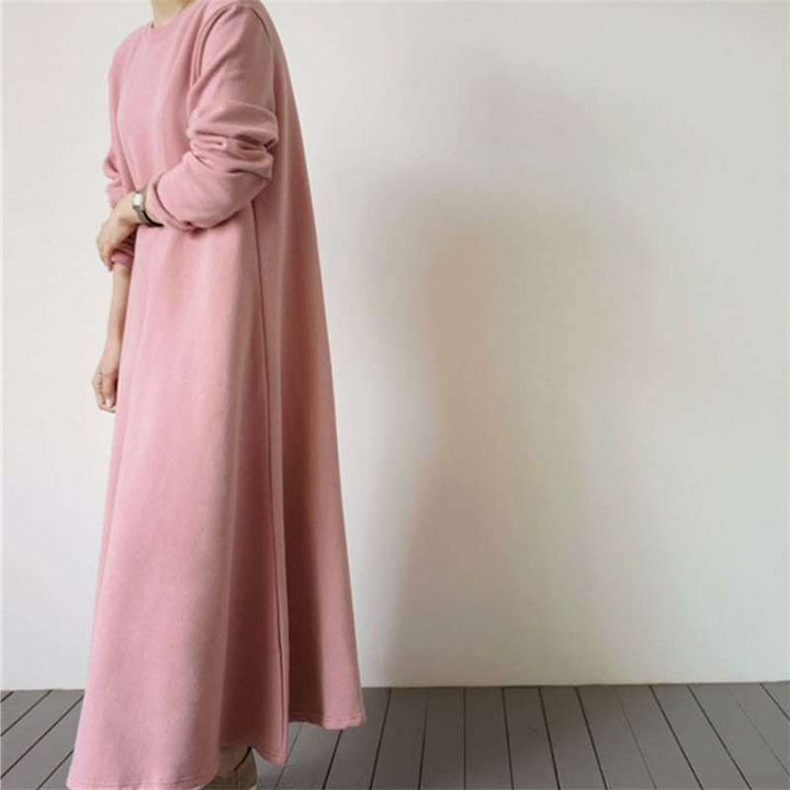 Damen Oversize‑Sweatmaxikleid mit Rundhals und weitem A‑Linien‑Fall Echoarchiv