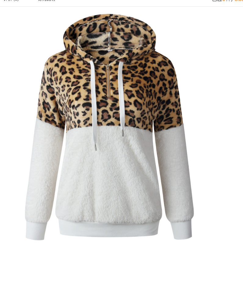 Damen Trendiger Zip-Hoodie mit Leopardenmuster und kuscheligem Fleece Echoarchiv