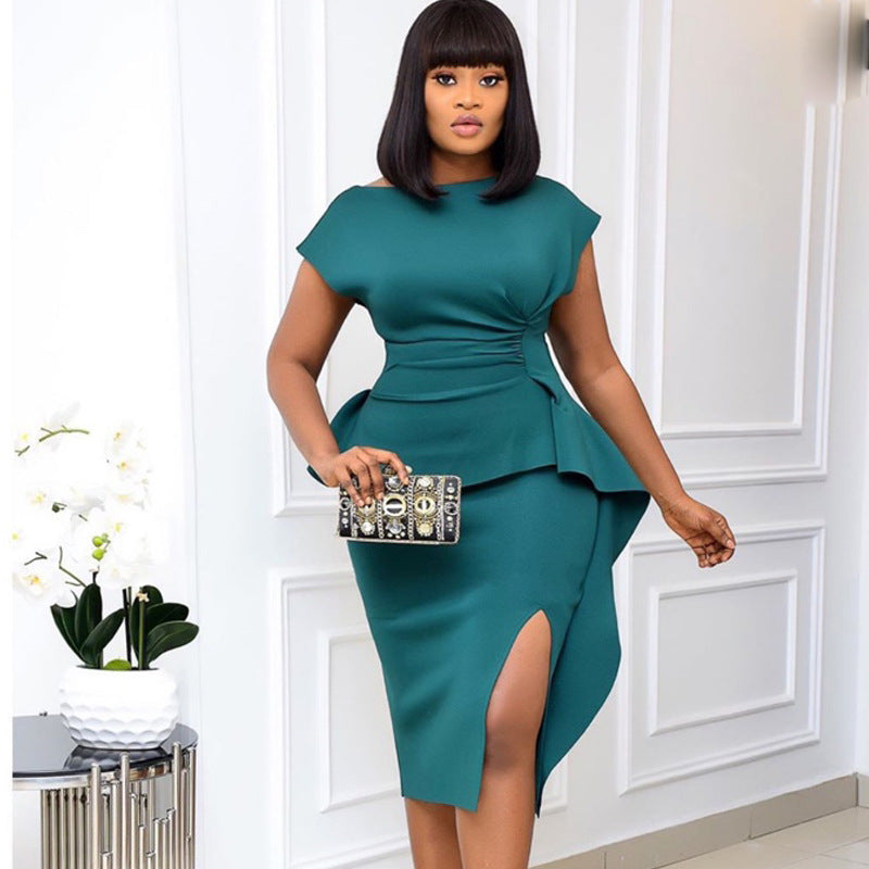 Damen elegantes Wickelkleid mit voluminösem Schößchen Echo Archiv