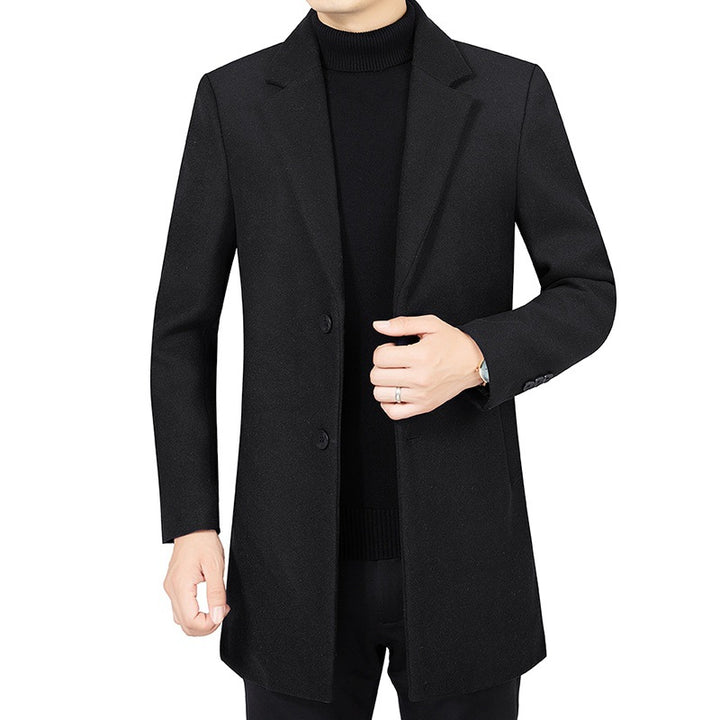 Herren Eleganter taillierter Wollmix-Mantel mit Notch-Revers und Zweiknopfverschluss – Montevé