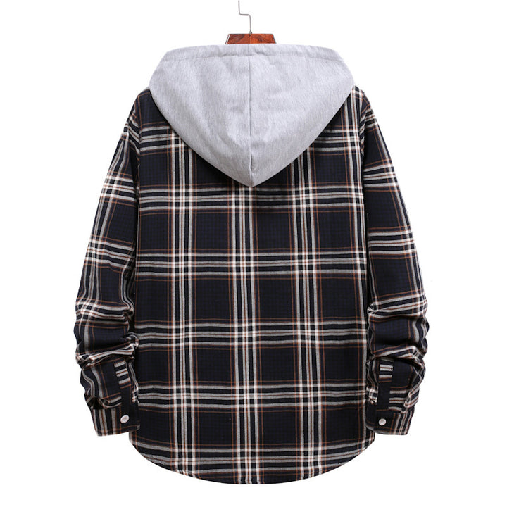 Herren Übergangsjacke mit integrierter Kapuze und Karomuster Echoarchiv