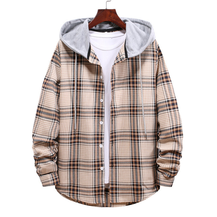 Herren Übergangsjacke mit integrierter Kapuze und Karomuster Echoarchiv