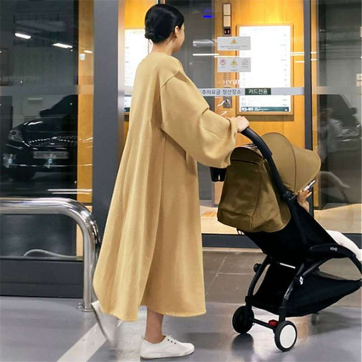 Damen Oversize-Sweatkleid mit Ballonärmeln und Maxi-Länge – Valéora