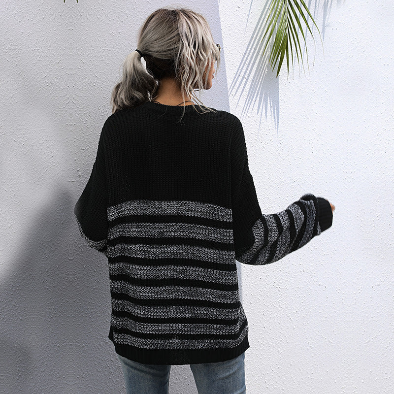 Damen Oversize-Feinstrickpullover mit Rundhalsausschnitt und gestreiftem Struktur‑Muster Echoarchiv