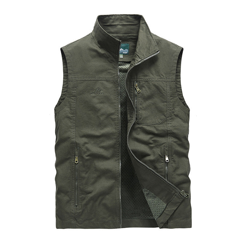 Herren Leichte Outdoor-Utility-Weste mit Mesh‑Futter, Reißverschlusstaschen und Stehkragen – Marzano