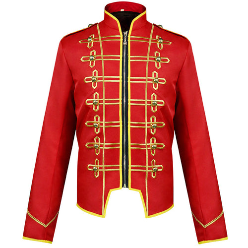 Herren Hussaren-Uniformjacke im Parade-Stil mit Stehkragen Zierkordeln und verdecktem Reißverschluss – Taviero