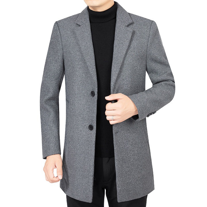 Herren Eleganter taillierter Wollmix-Mantel mit Notch-Revers und Zweiknopfverschluss – Montevé