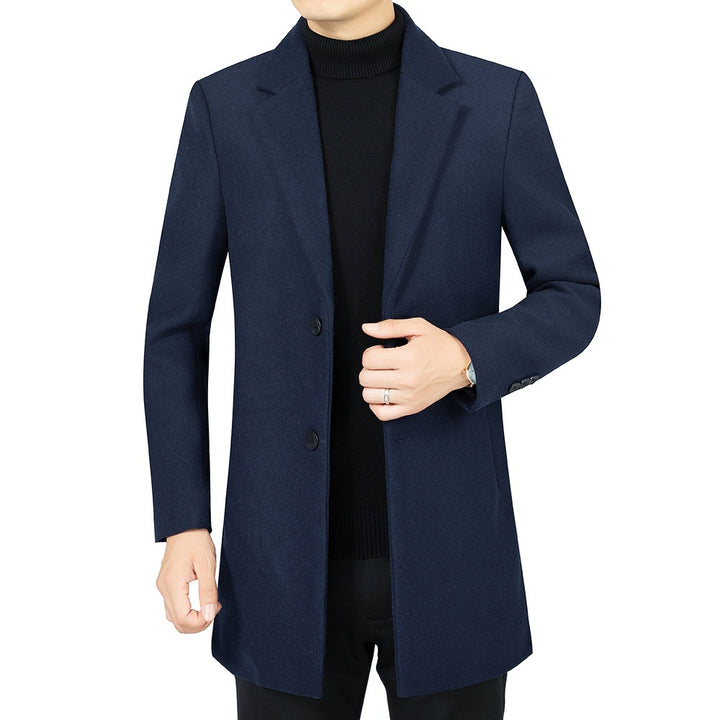 Herren Eleganter taillierter Wollmix-Mantel mit Notch-Revers und Zweiknopfverschluss – Montevé