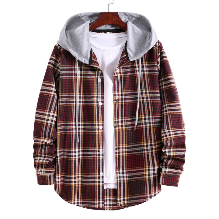 Herren Übergangsjacke mit integrierter Kapuze und Karomuster Echoarchiv