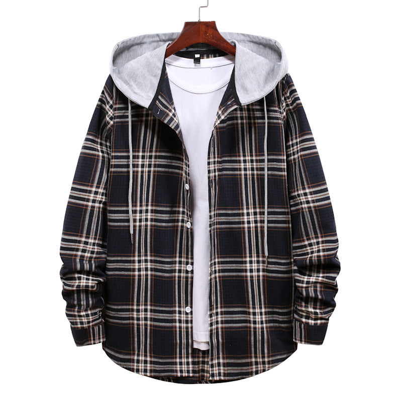 Herren Übergangsjacke mit integrierter Kapuze und Karomuster Echoarchiv