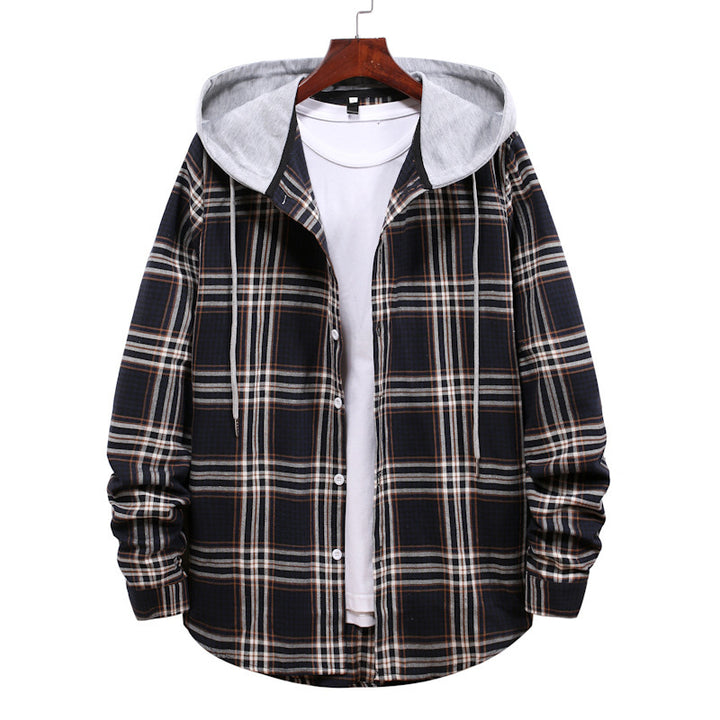 Herren Übergangsjacke mit integrierter Kapuze und Karomuster Echoarchiv