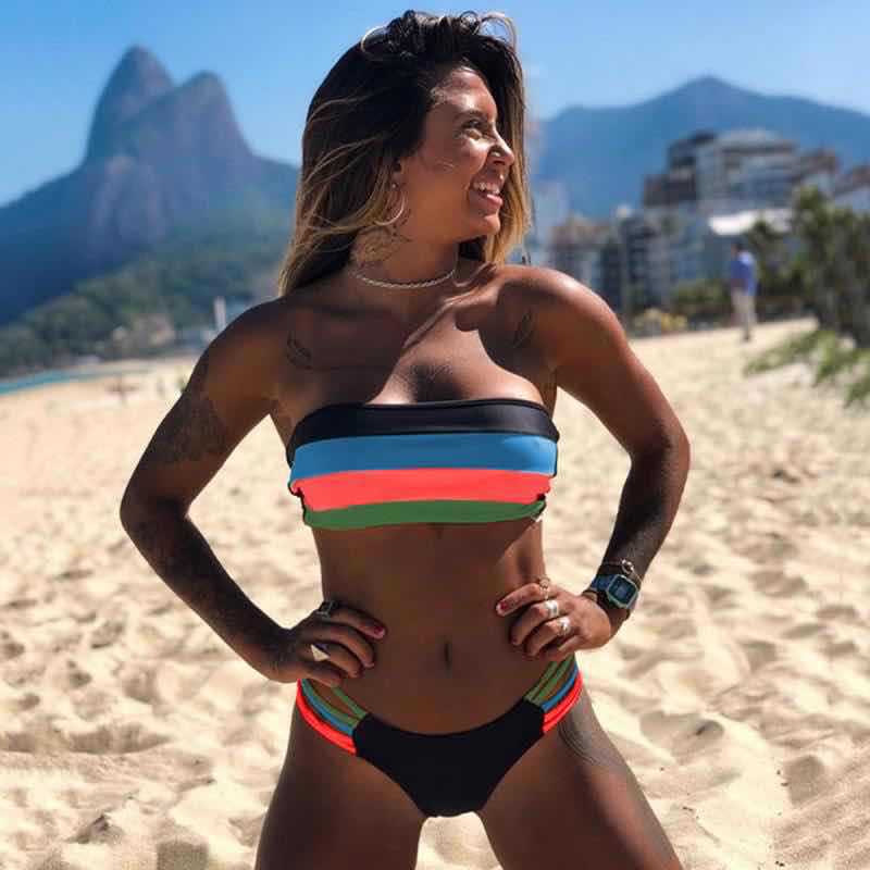 Damen Bandeau-Bikini mit trendigen Streifen Echo Archiv