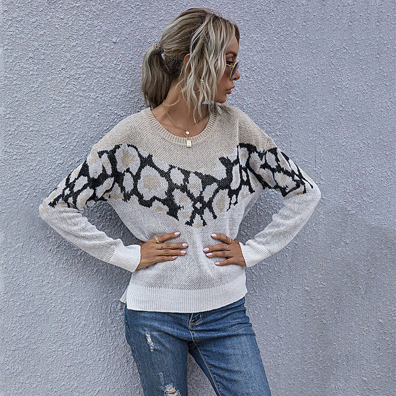 Damen Feinstrickpullover mit Intarsienmuster, Rundhals und lässiger Oversize-Passform Echoarchiv