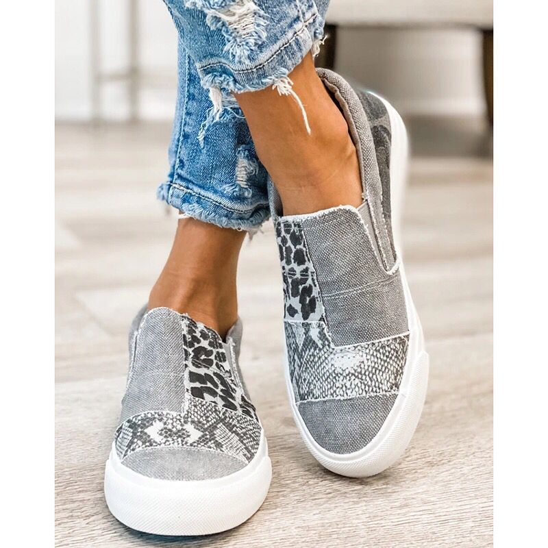 Damen modische Slip-On Sneakers mit unterschiedlichen Tiermustern Echo Archiv