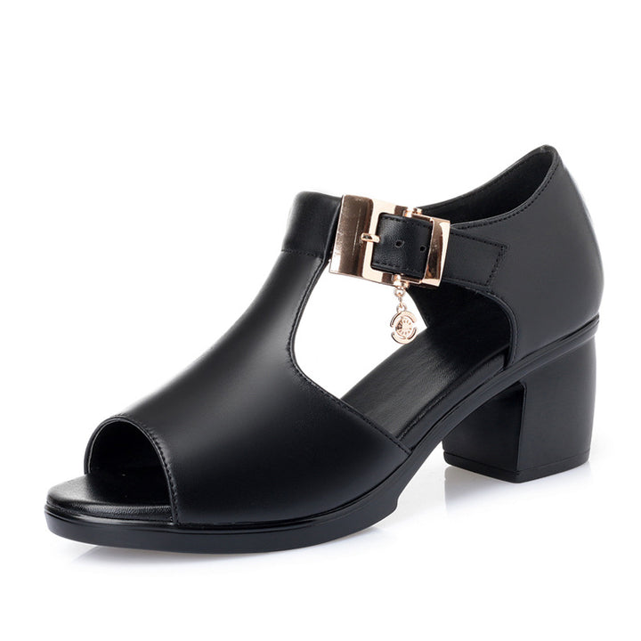 Damen nan offene Sandalette mit seitlichen Ausschnitten, verstellbarem Schnallenriemen und stabilem Blockabsatz Echo Archiv