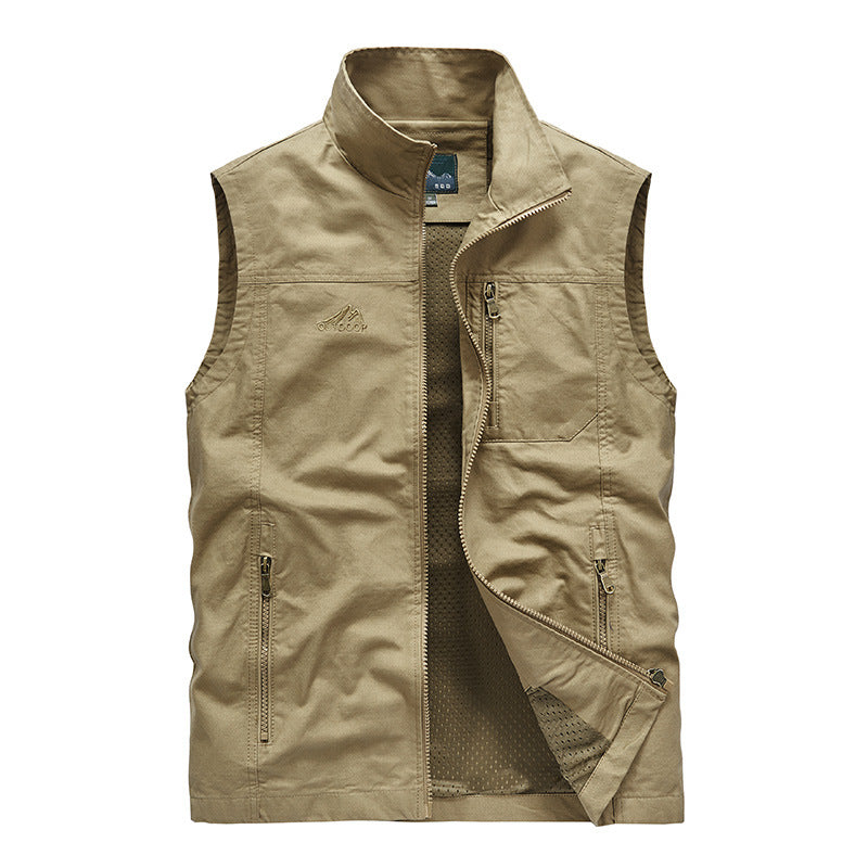 Herren Leichte Outdoor-Utility-Weste mit Mesh‑Futter, Reißverschlusstaschen und Stehkragen – Marzano