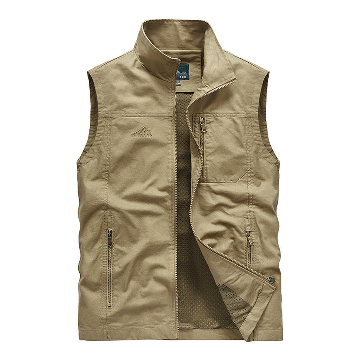 Herren Leichte Outdoor-Utility-Weste mit Mesh‑Futter, Reißverschlusstaschen und Stehkragen – Marzano