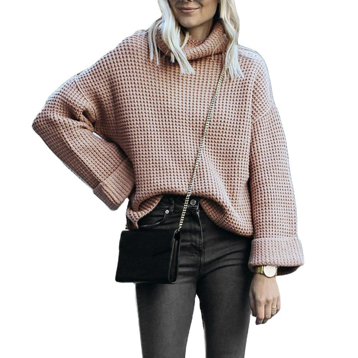 Damen nan grobstrick Rollkragenpullover mit weitem Oversize-Schnitt und Umschlagärmeln Echo Archiv