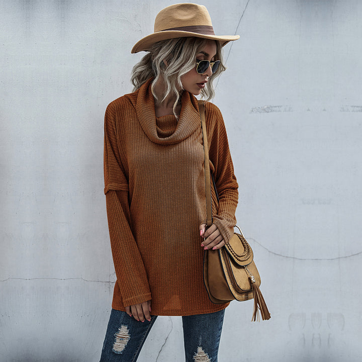Damen Gerippter Feinstrick-Longsleeve mit Rollkragen, Seitenschlitzen und verlängertem Rückenteil – Mavelle
