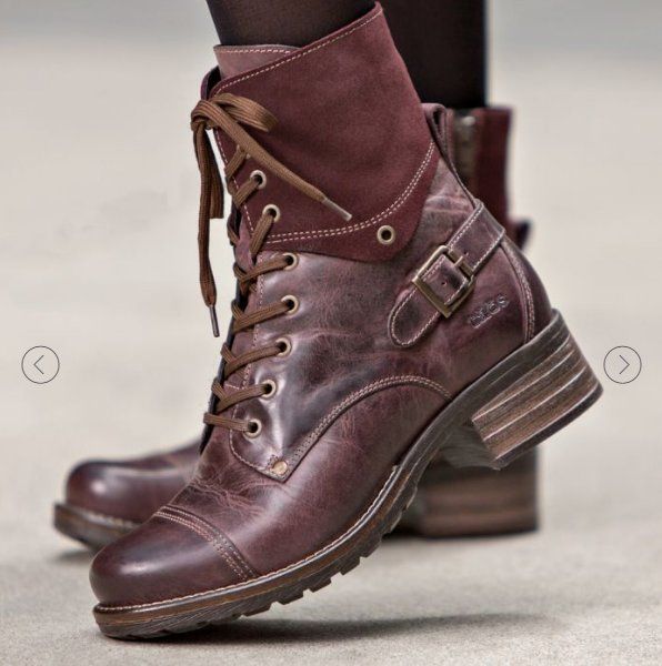 Damen nan knöchelhohe Schnürstiefel mit Velourskragen, dekorativer Schnalle und dämpfender Profilsohle Echo Archiv