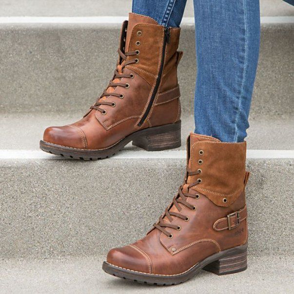 Damen nan knöchelhohe Schnürstiefel mit Velourskragen, dekorativer Schnalle und dämpfender Profilsohle Echo Archiv