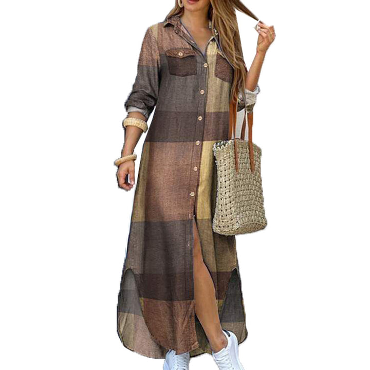 Damen nan langes Hemdkleid mit floralem Muster und seitlichem Schlitz Echo Archiv