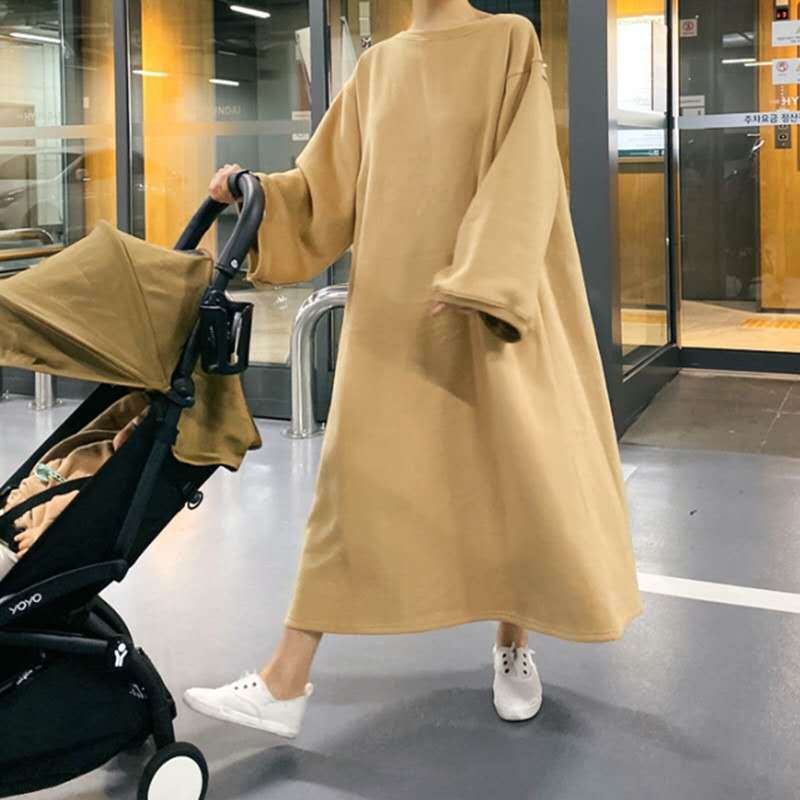Damen Oversize-Sweatkleid mit Ballonärmeln und Maxi-Länge – Valéora