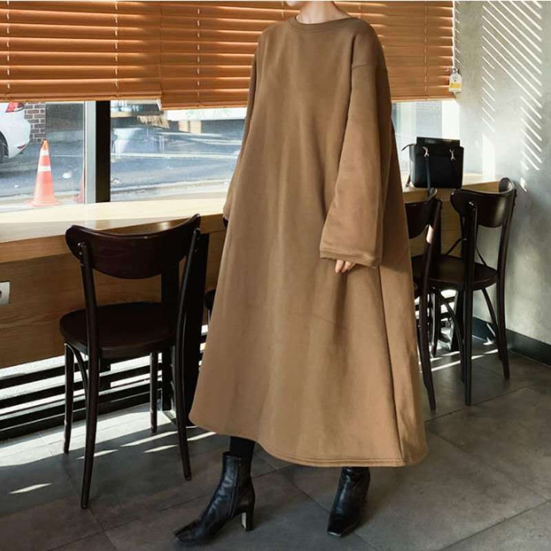 Damen Oversize-Sweatkleid mit Ballonärmeln und Maxi-Länge – Valéora