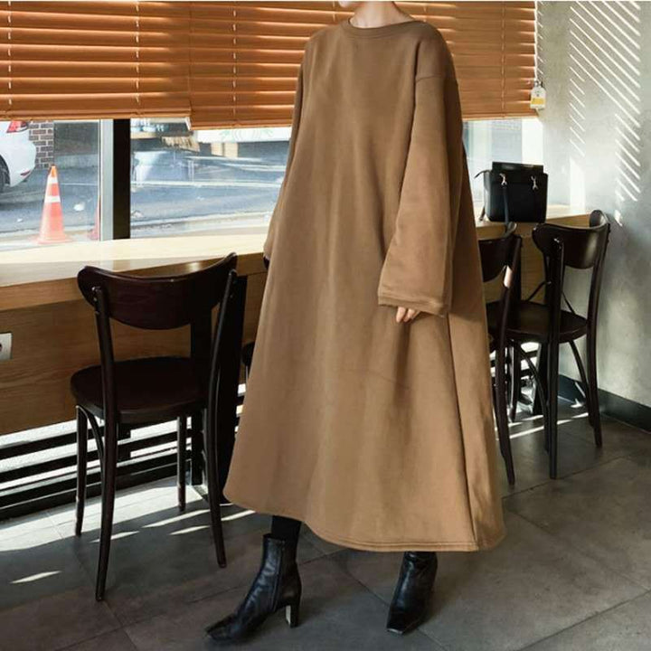 Damen Oversize-Sweatkleid mit Ballonärmeln und Maxi-Länge – Valéora