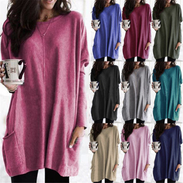 Damen nan oversized Longshirt mit Kontrastblock und aufgesetzten Taschen Echo Archiv