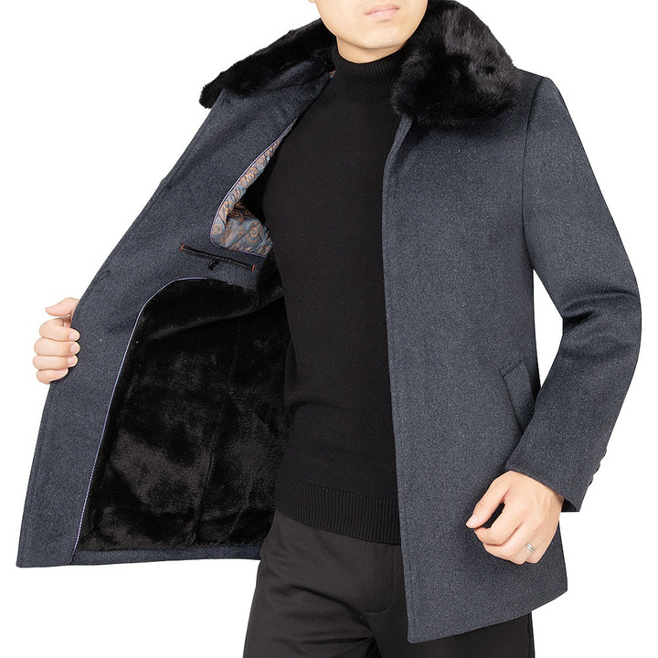 Herren Wollmix-Mantel mit abnehmbarem Kunstpelzkragen und wärmender Teddyfutter-Innenseite – Montevé