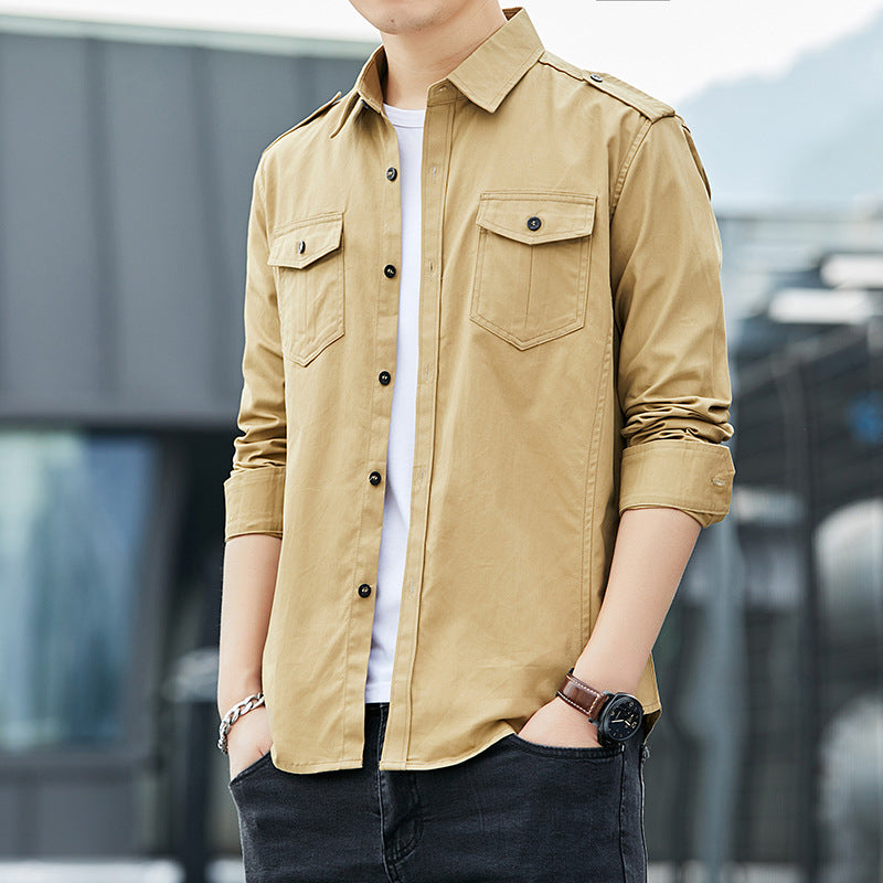 Herren Leichtes Military-inspiriertes Overshirt mit Epauletten und Brustpattentaschen Echoarchiv