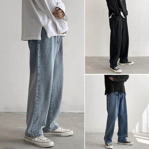 Herren Locker geschnittene Straight-Relax Denim-Hose mit verlängertem Saum Echo Archiv